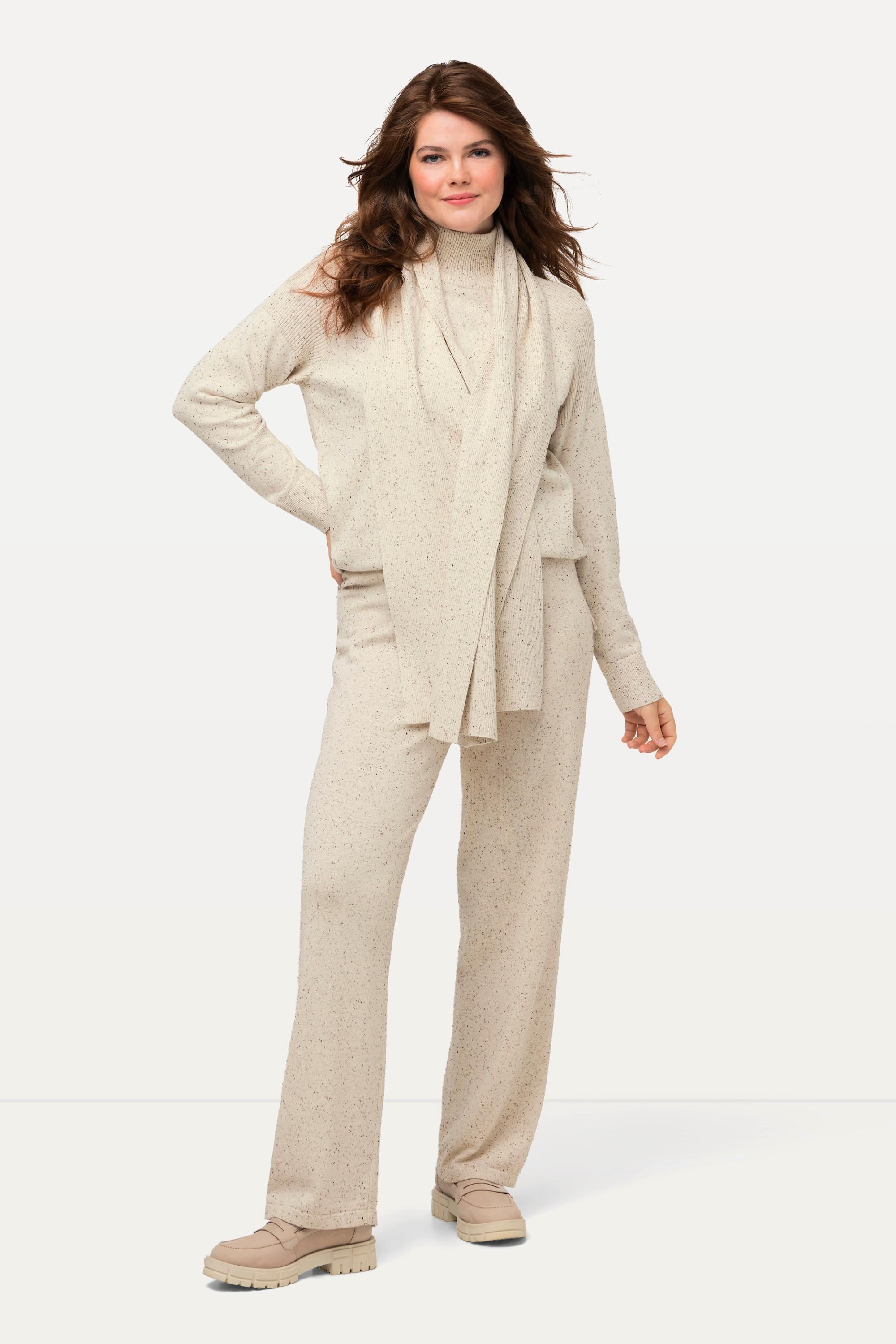 Ulla Popken Rose Strickhose weites Bein Elastikbund  