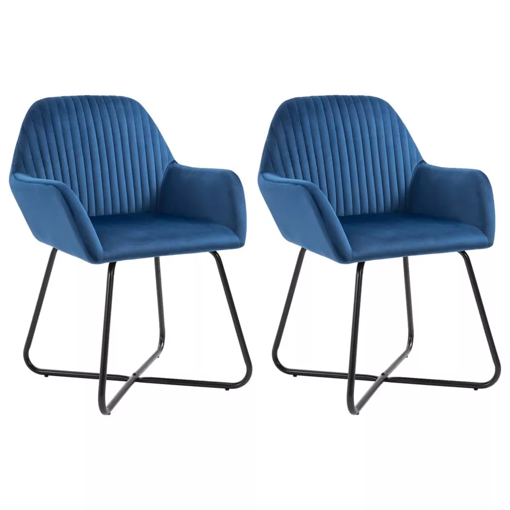 Vidaxl - Chaises à manger lot de 2 Bleu Velours