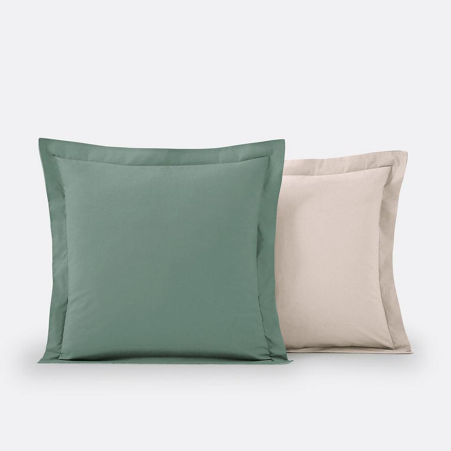 Taie d'oreiller en coton bicolore