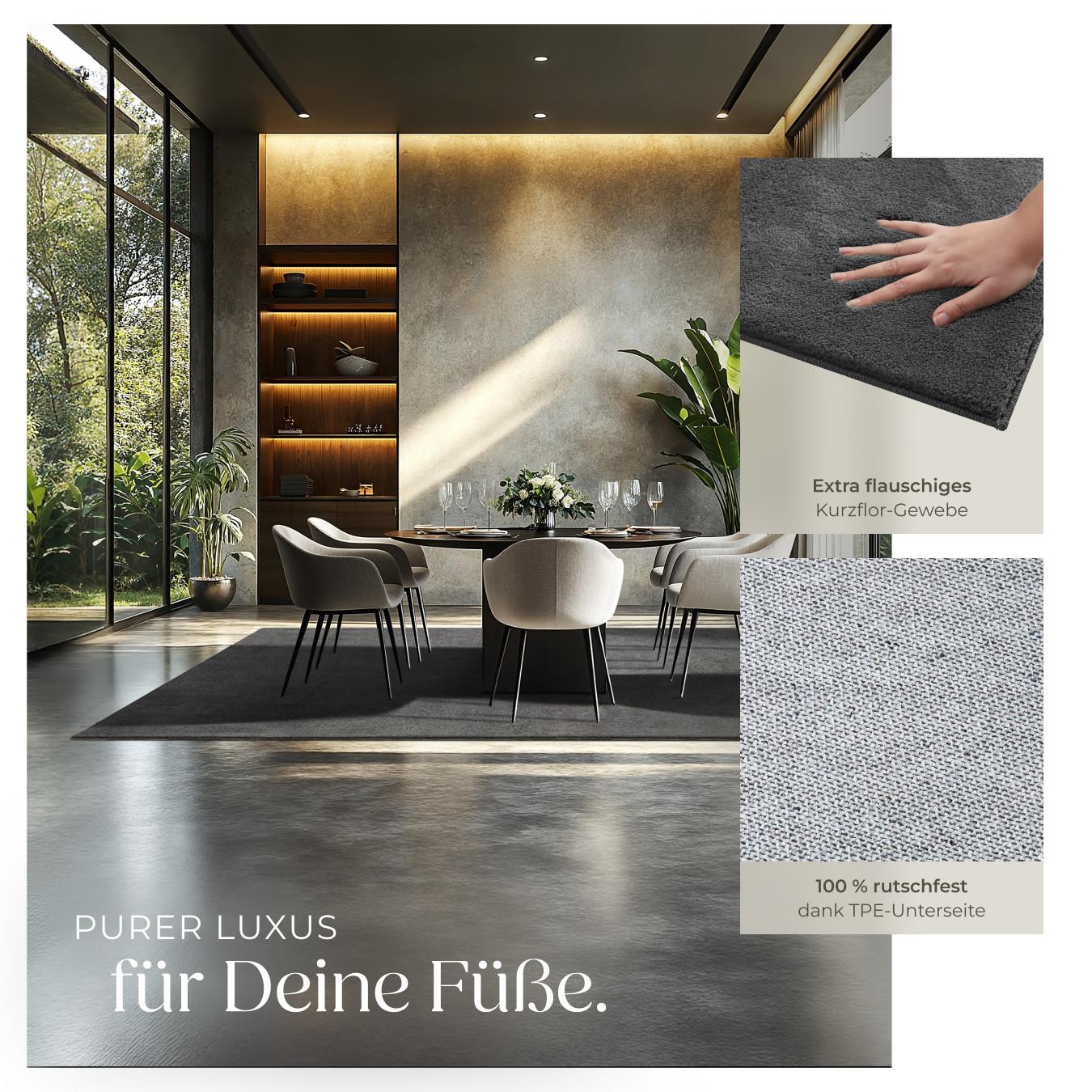 Tectake Kurzflorteppich Soft Zone verschiedene Größen und Farben flauschige Oberfläche  