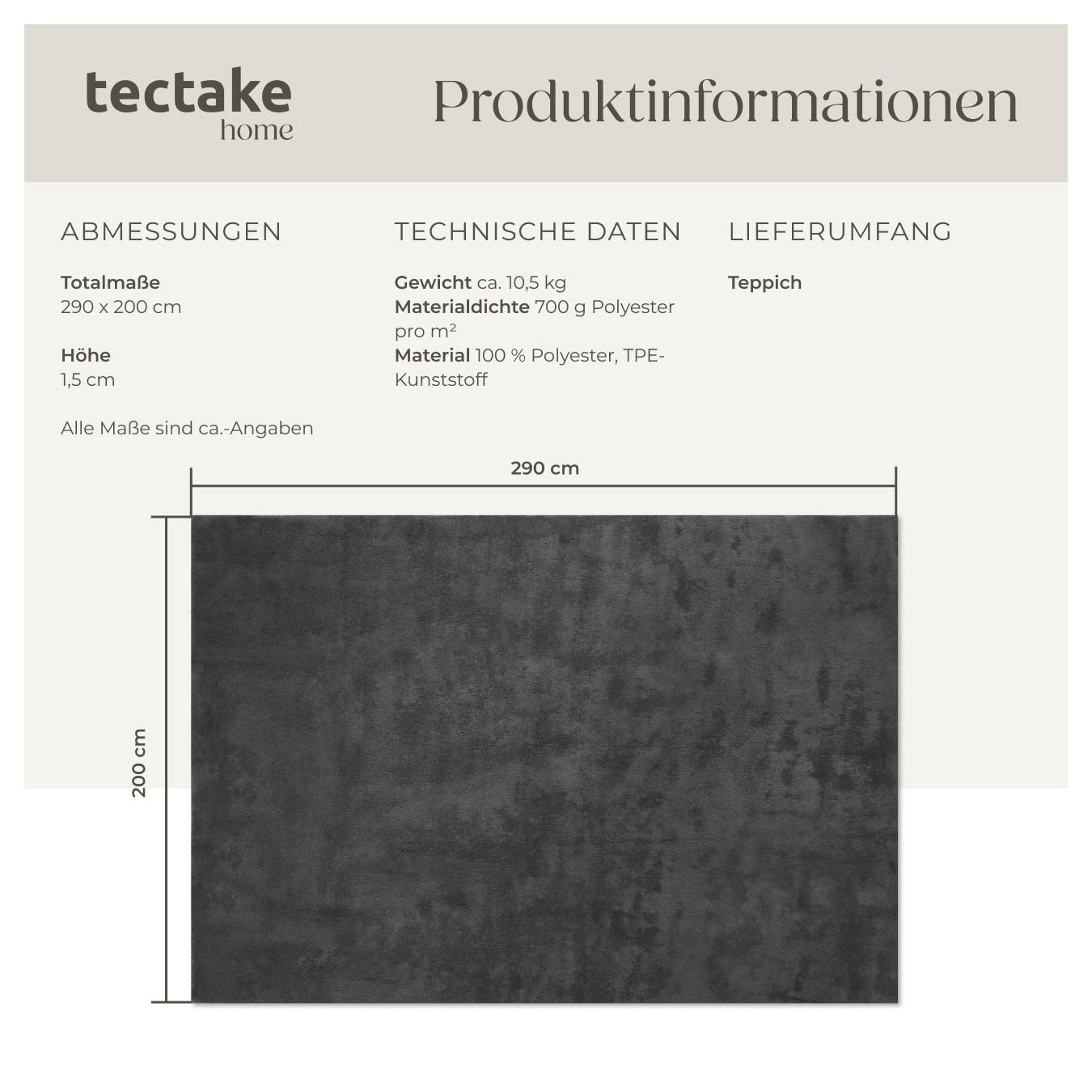 Tectake Kurzflorteppich Soft Zone verschiedene Größen und Farben flauschige Oberfläche  