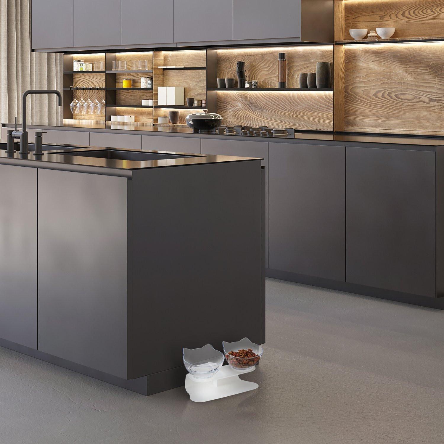 Northix  Stazione di alimentazione per gatti con ciotole 