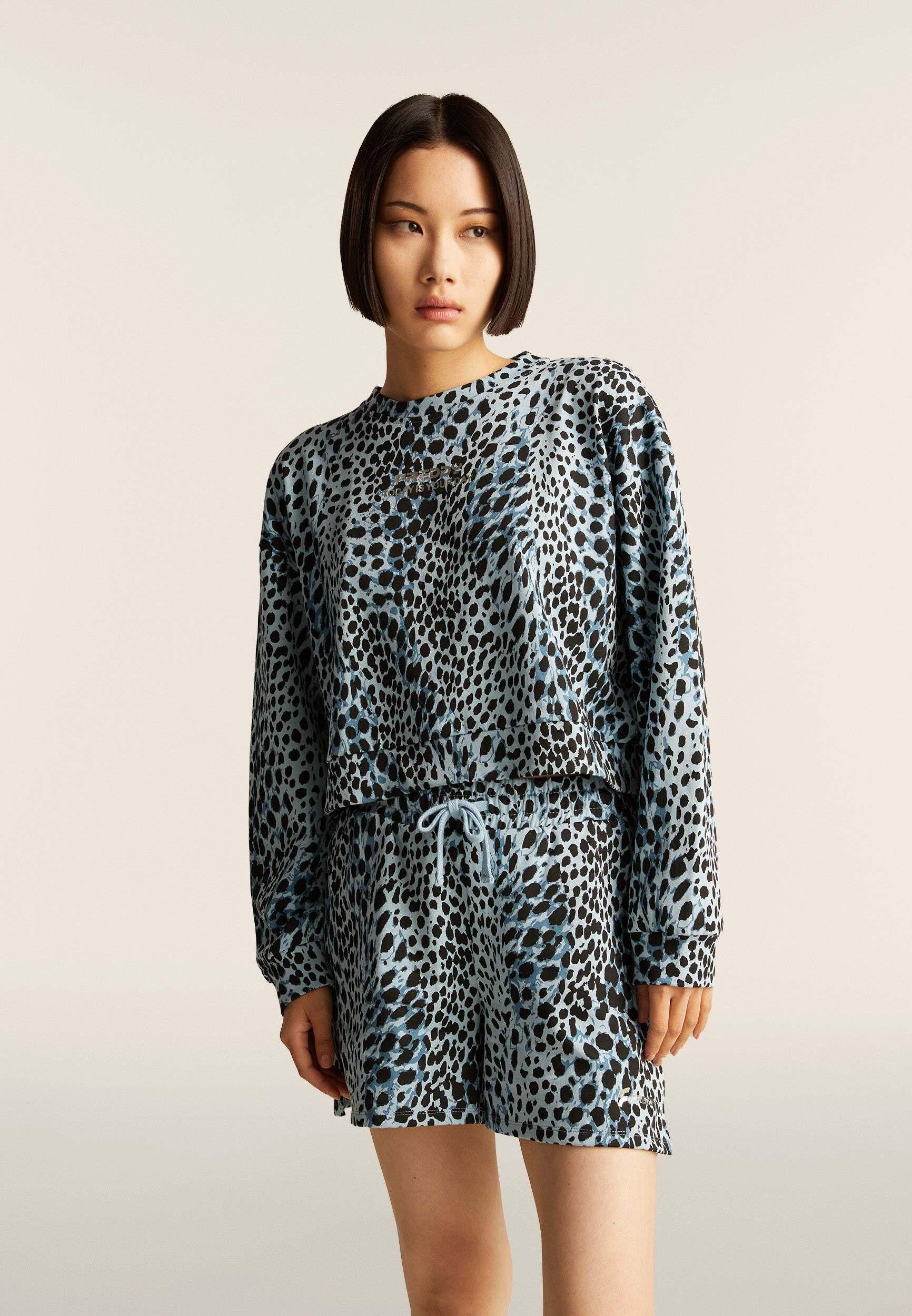 FREDDY Animal Print Cropped Sweatshirt  