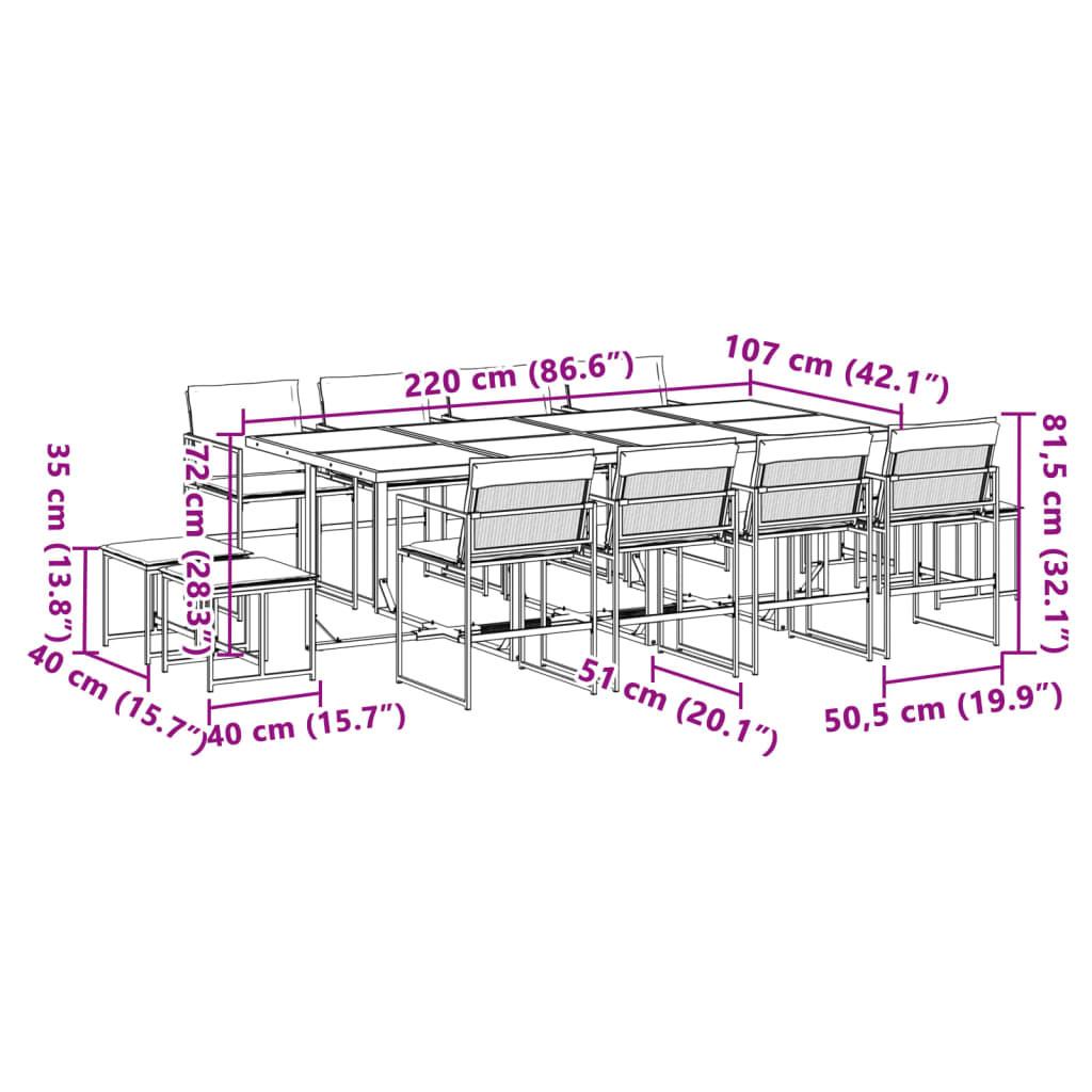 VidaXL set da pranzo da giardino Acciaio  