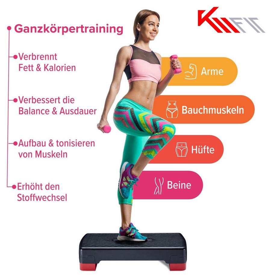 KM-Fit  Steppbrett Fitness Stepper-Brett Stepbank 2-Höhen 