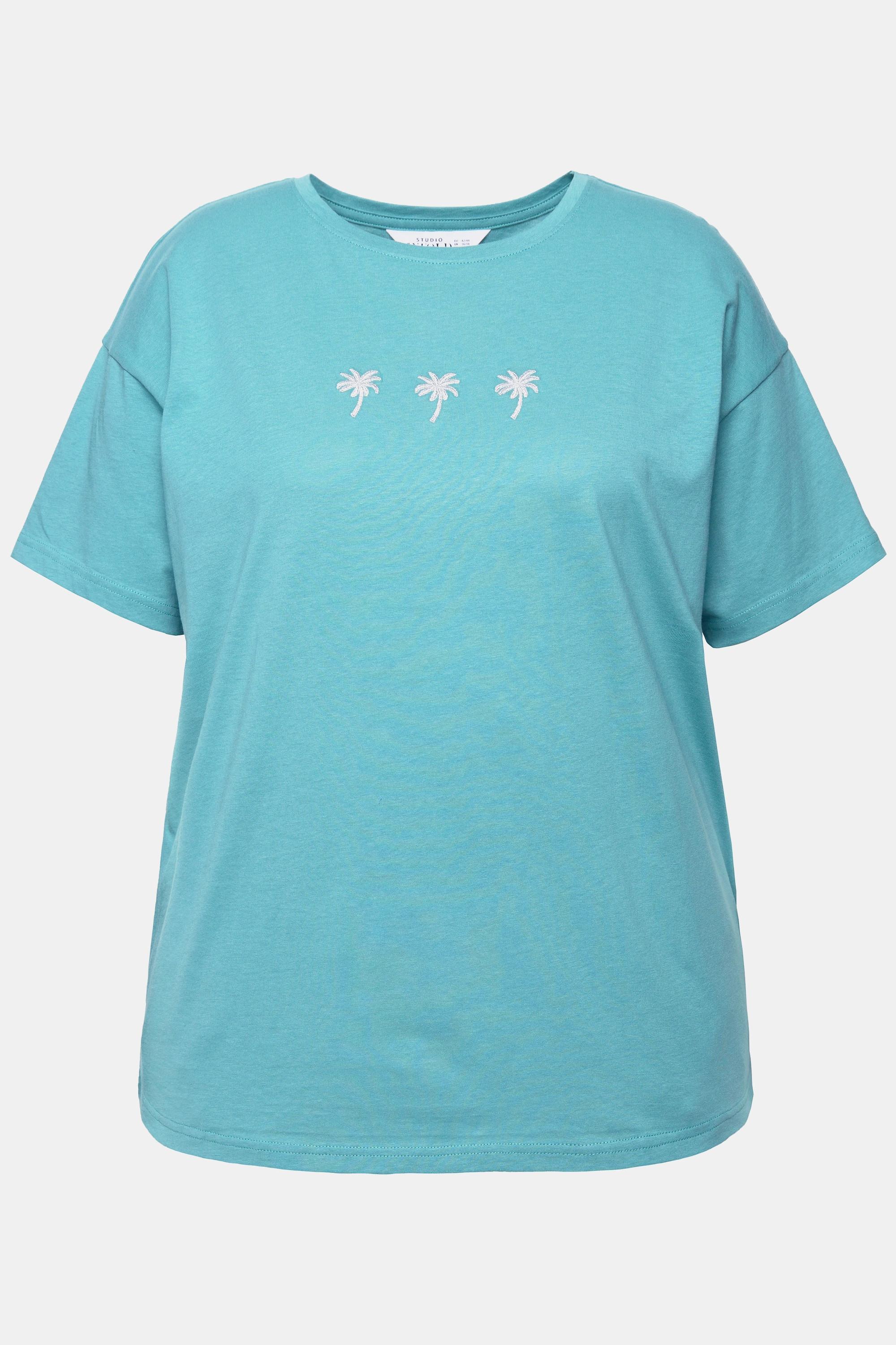 Studio Untold Oversized Rundhals T-Shirt mit Palmen-Stickerei  