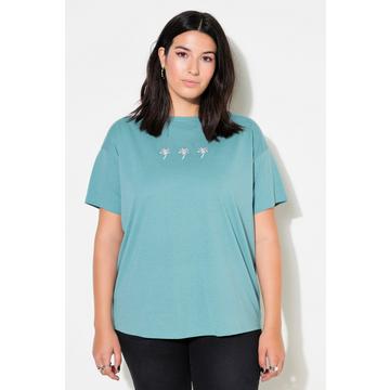 T-shirt con ricami di palme e scollo rotondo