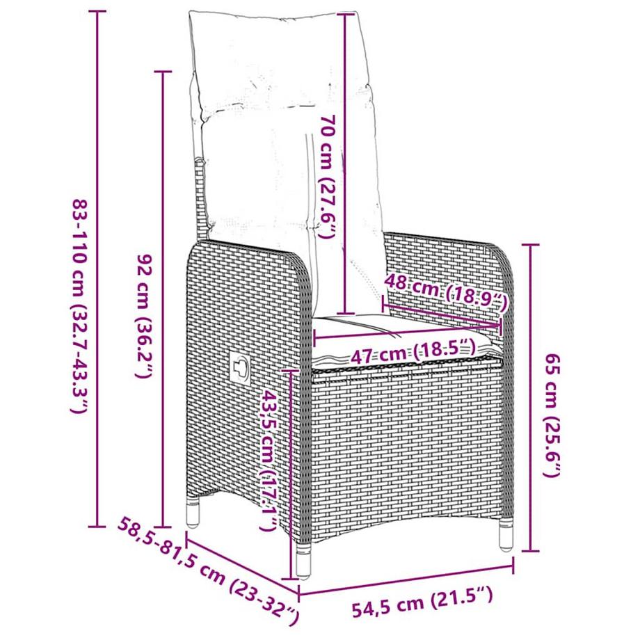 VidaXL Ensemble de salle à manger pour jardin poly rattan  