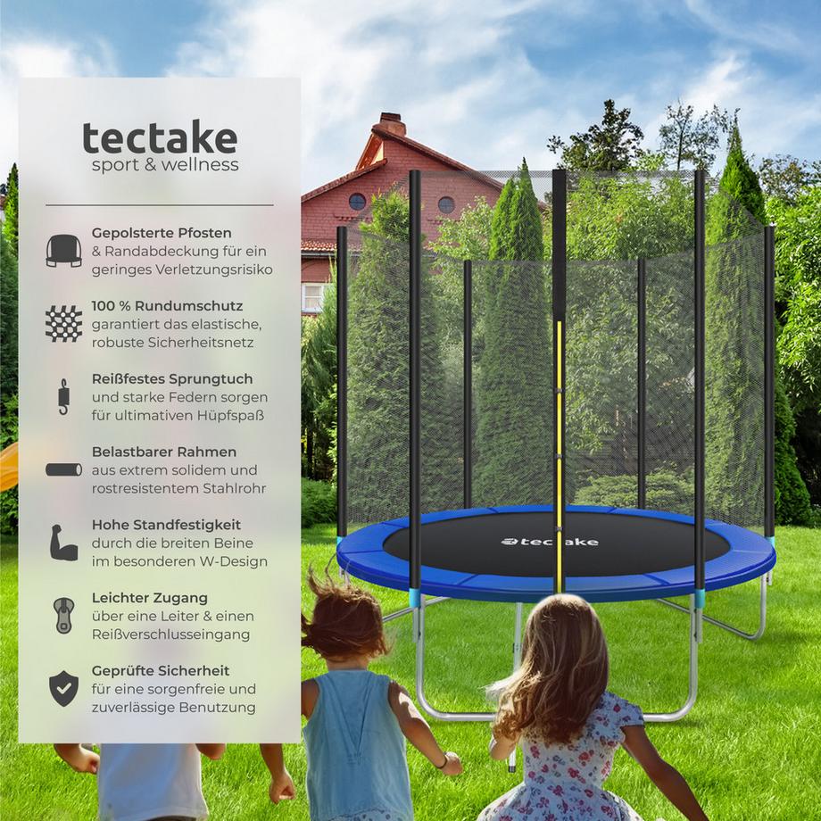 Tectake  Trampolino Garfunky Ø 244 cm, certificato GS 