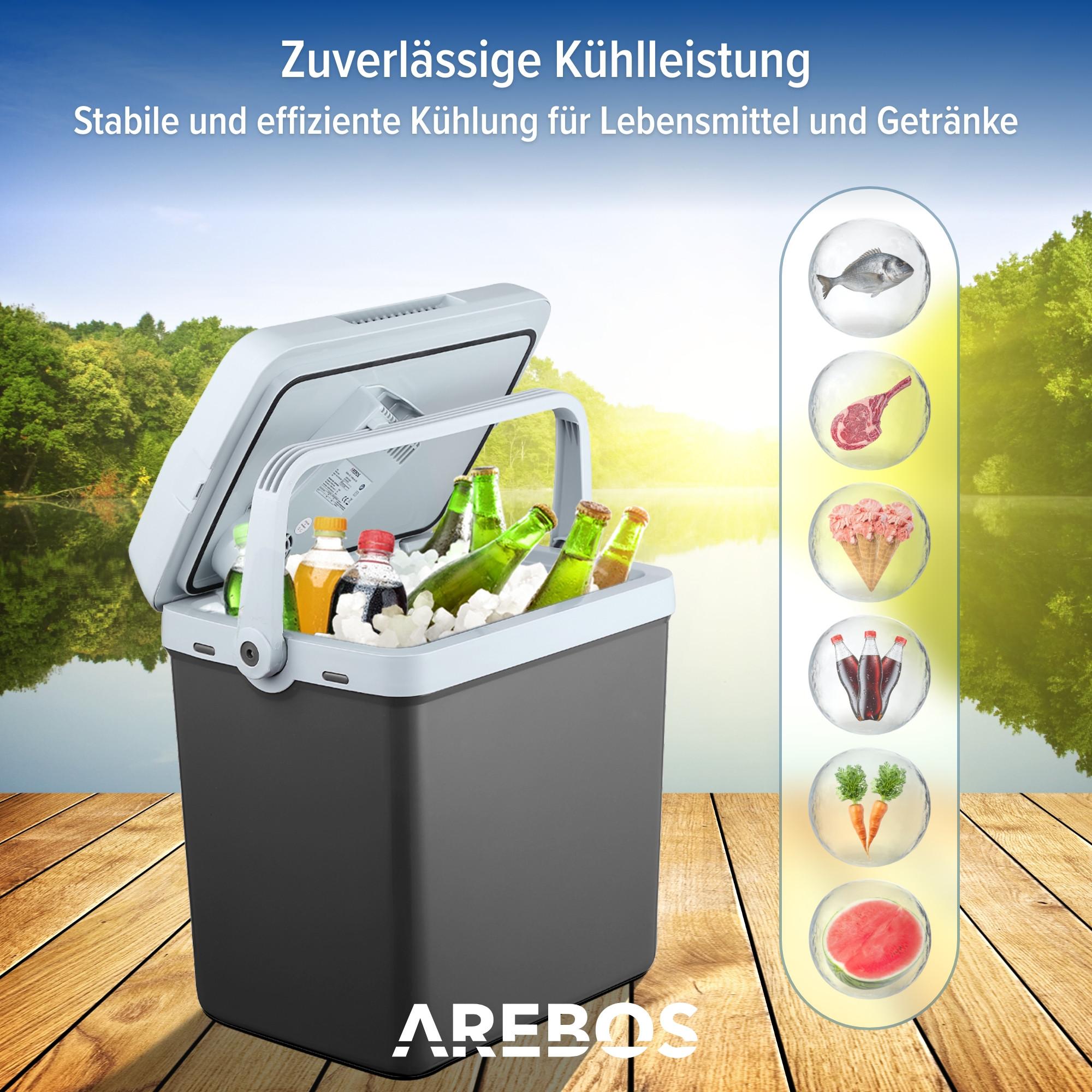 Arebos  Kühlbox 25L Auto Thermoelektrische Warmhaltebox 12V 230V Kühlschrank 