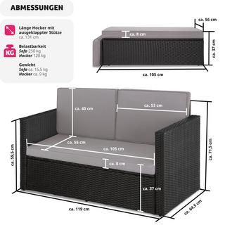 Tectake Canapé de jardin CORFOU modulable  