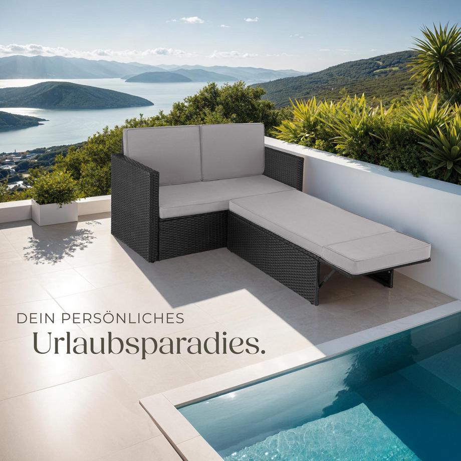 Tectake Rattan Lounge Korfu 2-Sitzer widerstandsfähig  