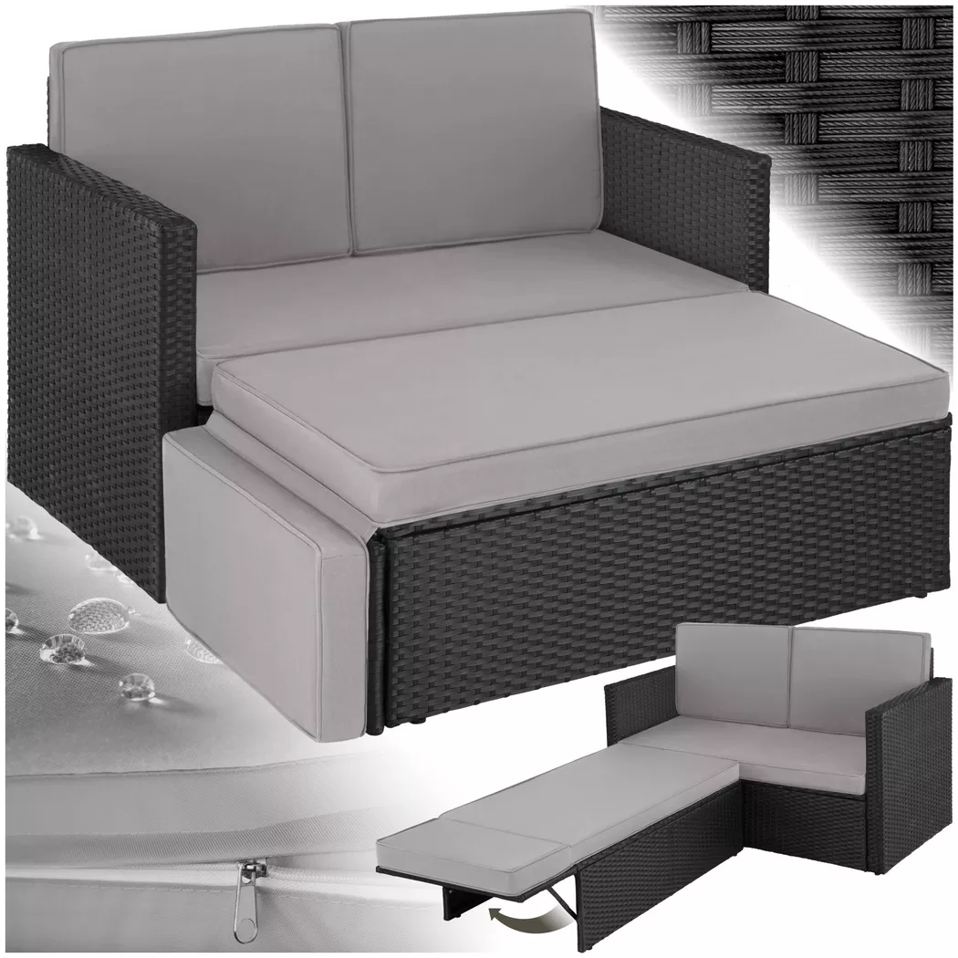 Tectake - Canapé de jardin corfou modulable - noir/gris