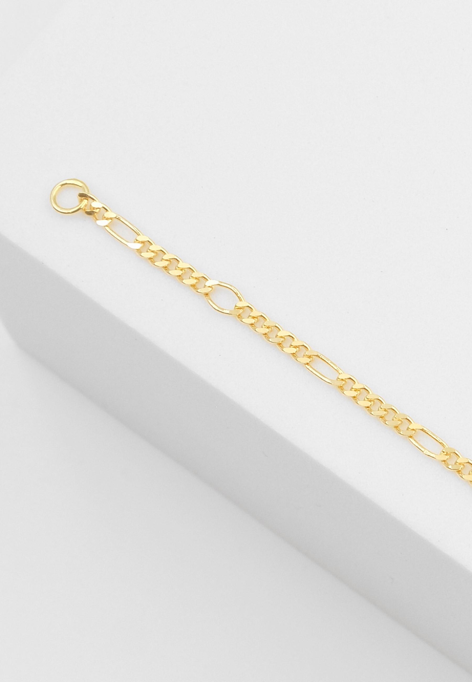 MUAU Schmuck  ID-Bracelet Figaro Gelbgold 585, Schild diamantiert 1.8mm, 14cm 