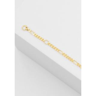 MUAU Schmuck  ID-Bracelet Figaro Gelbgold 585, Schild diamantiert 1.8mm, 14cm 