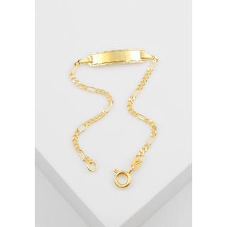 MUAU Schmuck  ID-Bracelet Figaro Gelbgold 585, Schild diamantiert 1.8mm, 14cm 