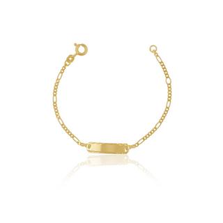 MUAU Schmuck  ID-Bracelet Figaro Gelbgold 585, Schild diamantiert 1.8mm, 14cm 