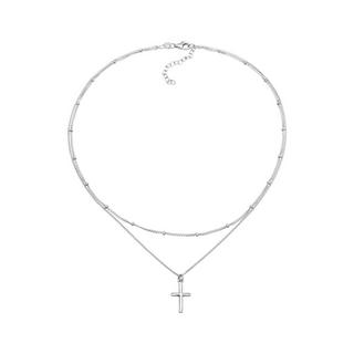 Elli  Halskette Layer Choker Kreuz Kugelkette 925 Silber 