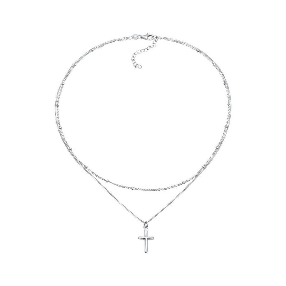 Elli  Halskette Layer Choker Kreuz Kugelkette 925 Silber 