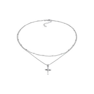 Elli  Halskette Layer Choker Kreuz Kugelkette 925 Silber 