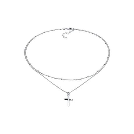 Elli  Halskette Layer Choker Kreuz Kugelkette 925 Silber 