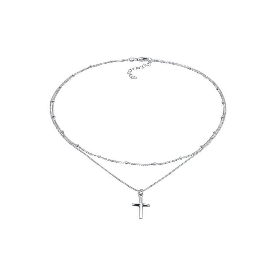 Elli  Halskette Layer Choker Kreuz Kugelkette 925 Silber 