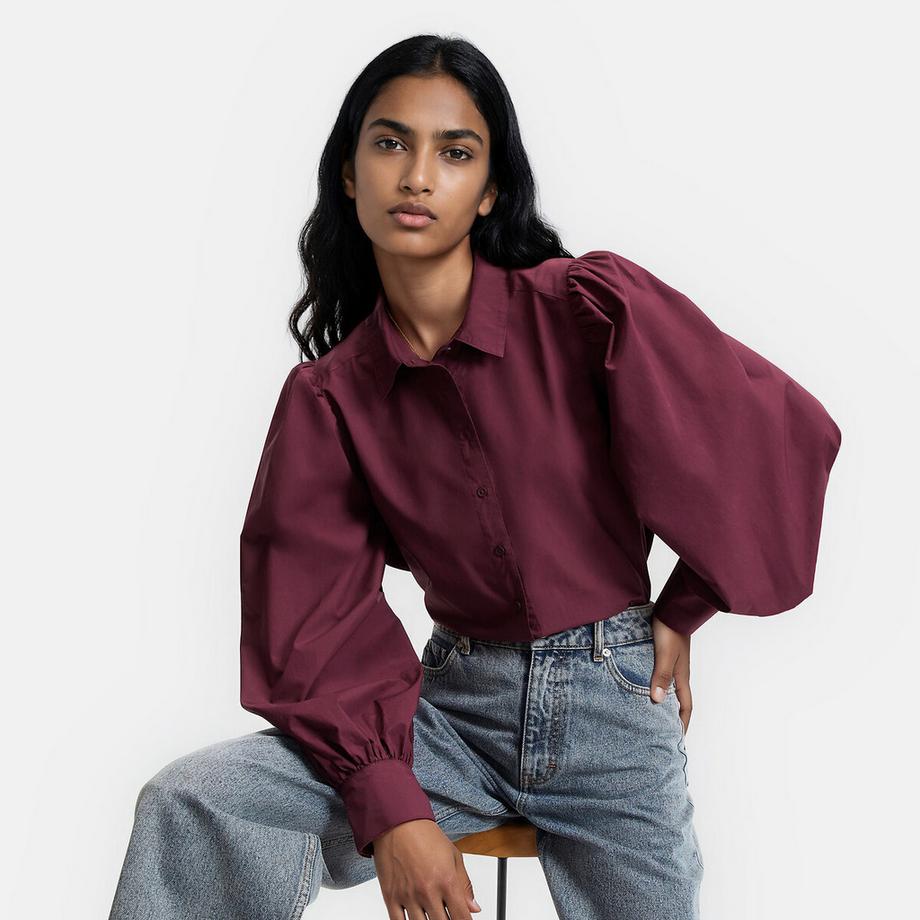 Chemise ample à manches bouffantes en coton