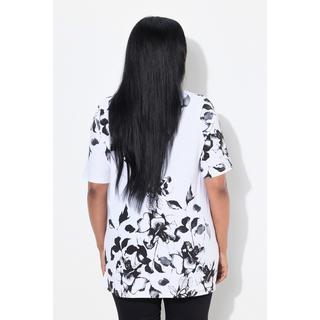 Ulla Popken T-shirt floreale taglio svasato scollo rotondo mezze maniche  