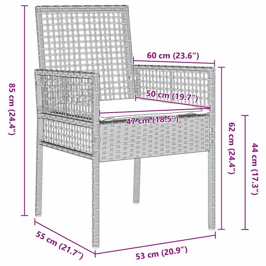 VidaXL Ensemble de jardin extérieur poly rattan  