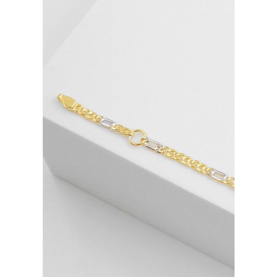 MUAU Schmuck  Bracelet d'identité fantaisie en or jaune 585 ovale 2,3mm, 14cm 