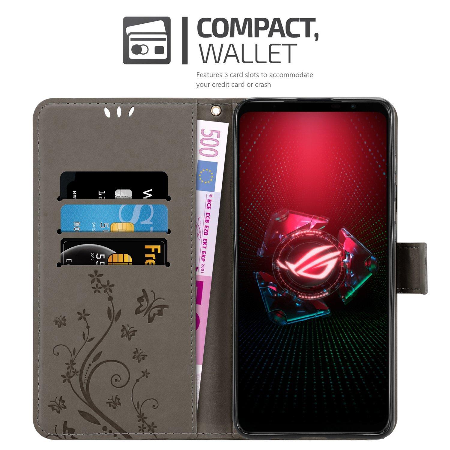 Cadorabo  Housse compatible avec Asus ROG Phone 5 - Coque de protection au design floral avec fermeture magnétique, fonction de support et emplacements pour cartes 