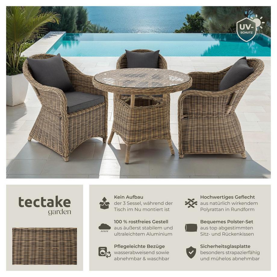 Tectake Salon de jardin ZÜRICH avec cadre en aluminium  