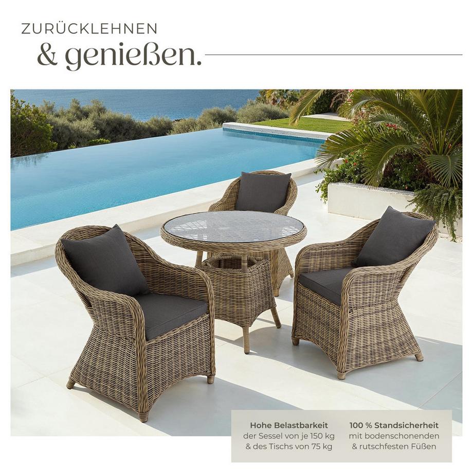 Tectake Salon de jardin ZÜRICH avec cadre en aluminium  