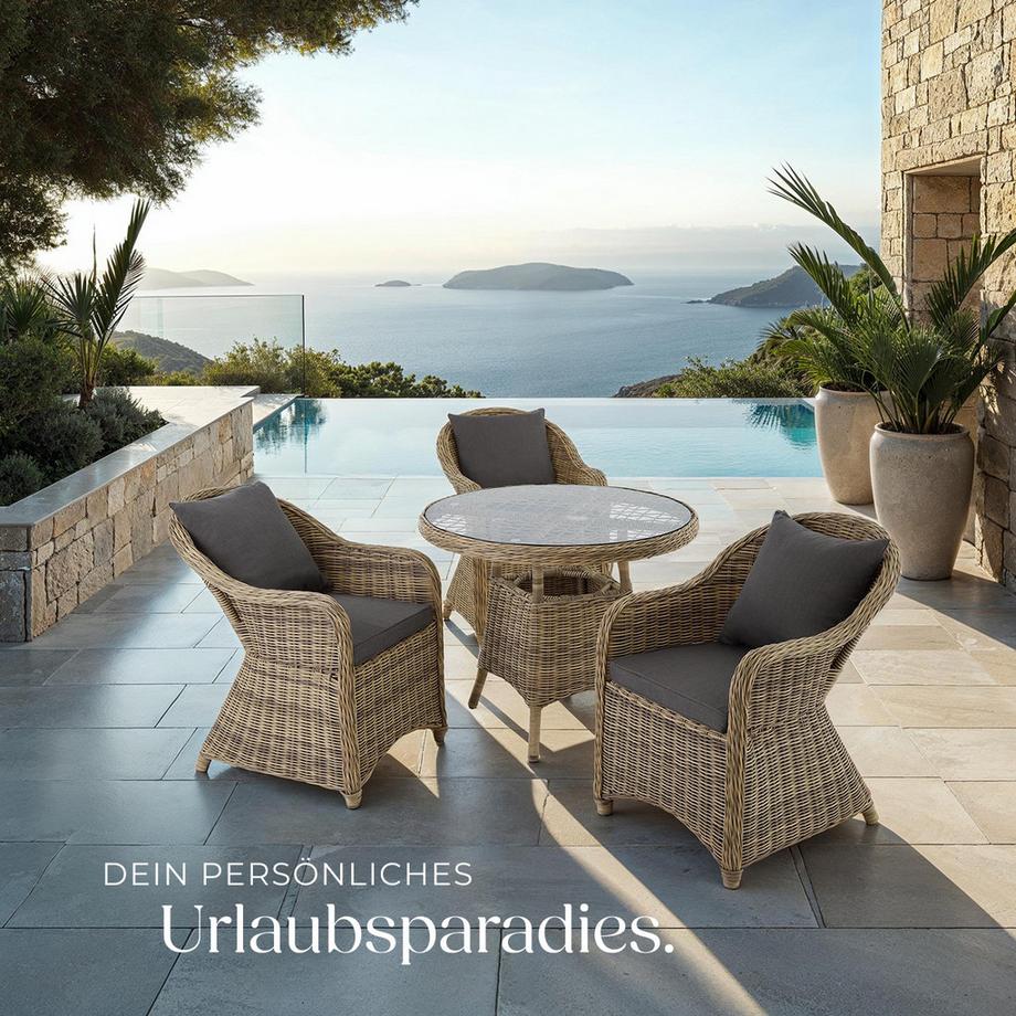 Tectake Aluminium Rattan Sitzgruppe Zürich wetterfest und UV-beständig natürlich nachempfundenes Geflecht  