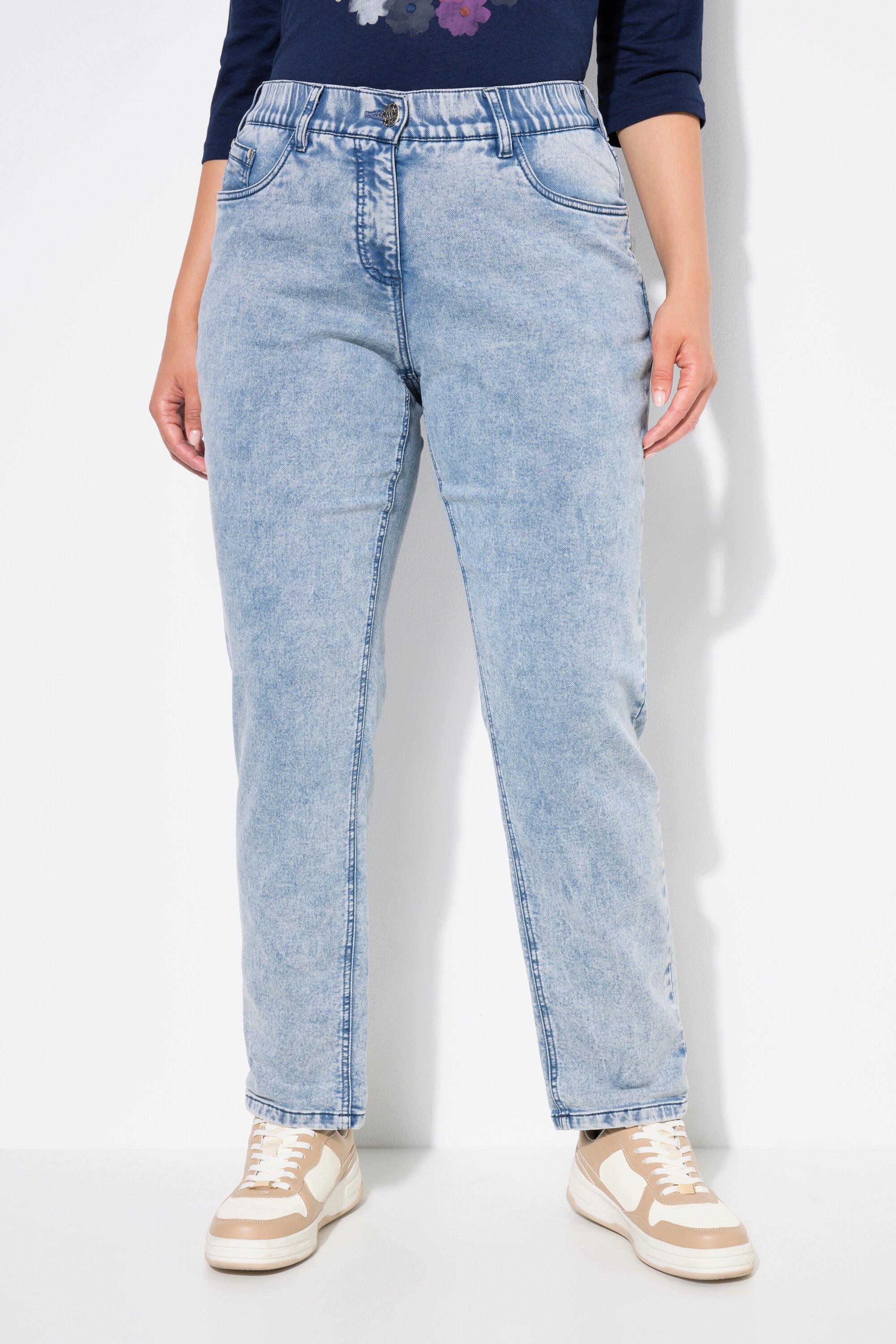 Ulla Popken  Boyfriend-Jerseyjeans, weites Bein, Komfortbund 