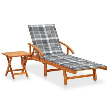 Chaise longue avec table bois d'acacia
