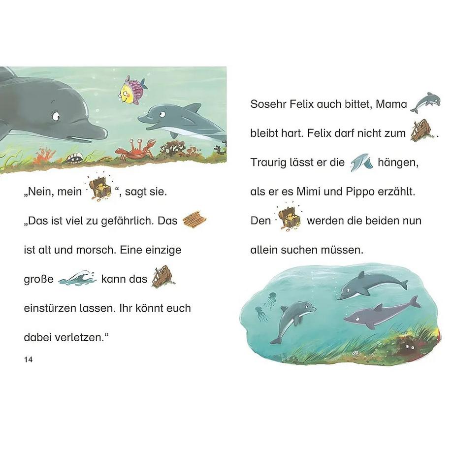 Bildermaus Der kleine Delfin auf Schatzsuche Henze, Dagmar; Loewe Erstlesebücher (Hrsg.); Henze, Dagmar (Illustrationen) Copertina rigida 