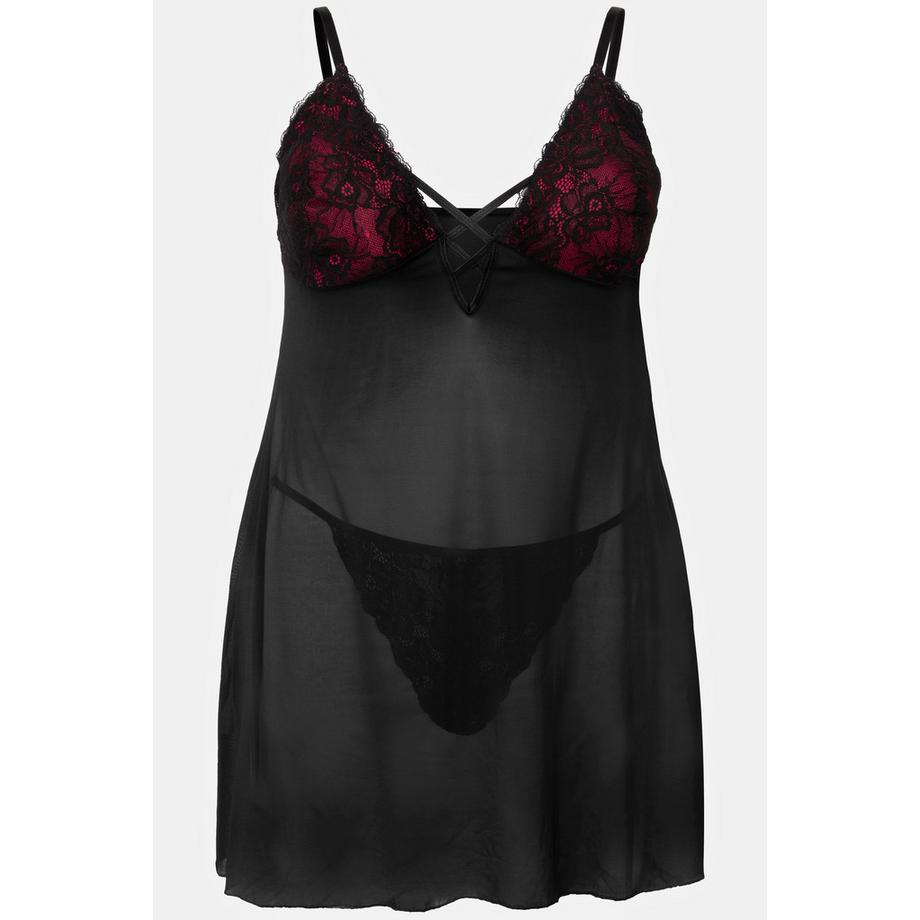 Ulla Popken Ensemble 2 pièces Nuisette Col V String  