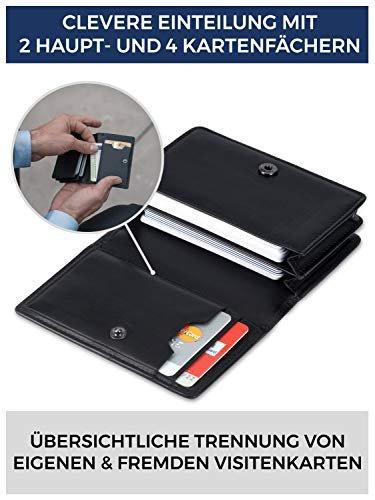 Only-bags.store  Étui pour cartes de visite en cuir avec protection RFID - espace pour 50 cartes de visite - 6 compartiments - étuis pour cartes de visite 