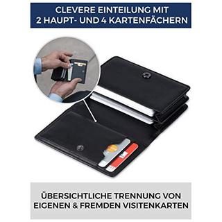 Only-bags.store  Visitenkartenetui Leder mit RFID-Schutz - Platz für 50 Visitenkarten - 6 Fächer - 