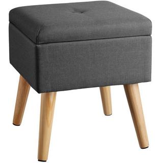 Tectake Tabouret avec coffre de rangement aspect lin ELVA carré  