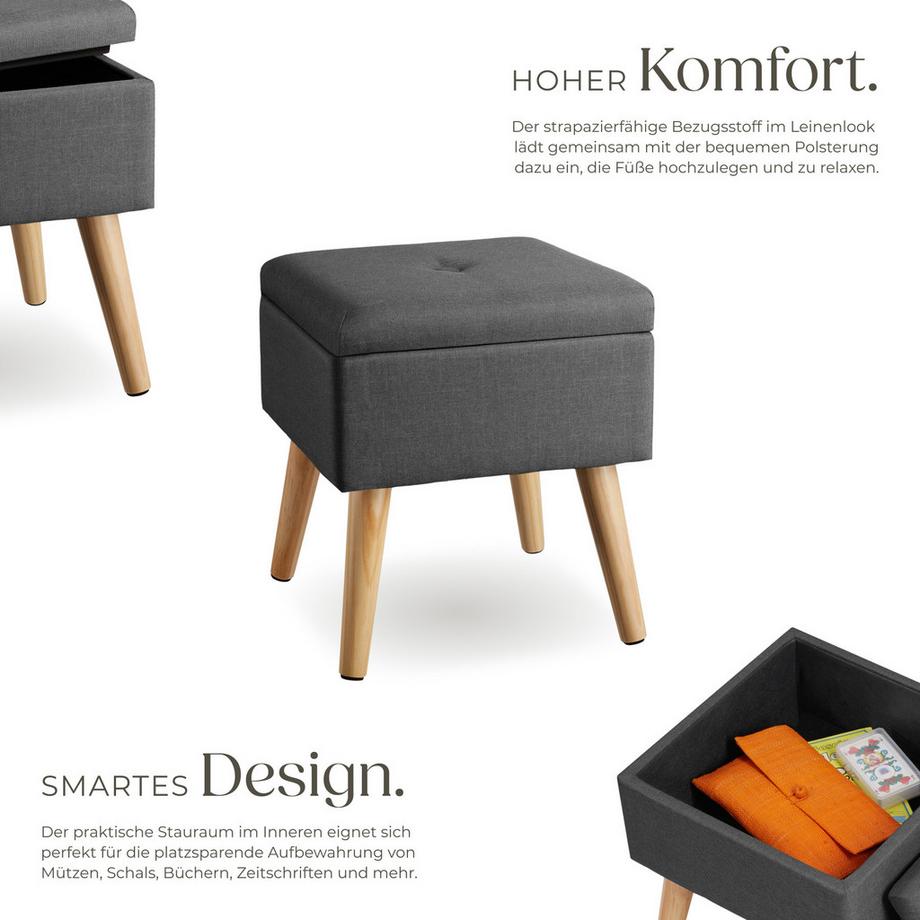 Tectake Sgabello contenitore Elva Quadrato  