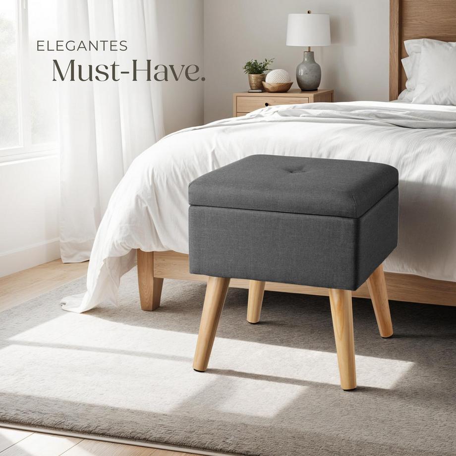 Tectake Sitzhocker mit Stauraum Elva quadratisch Belastbarkeit 300 kg  