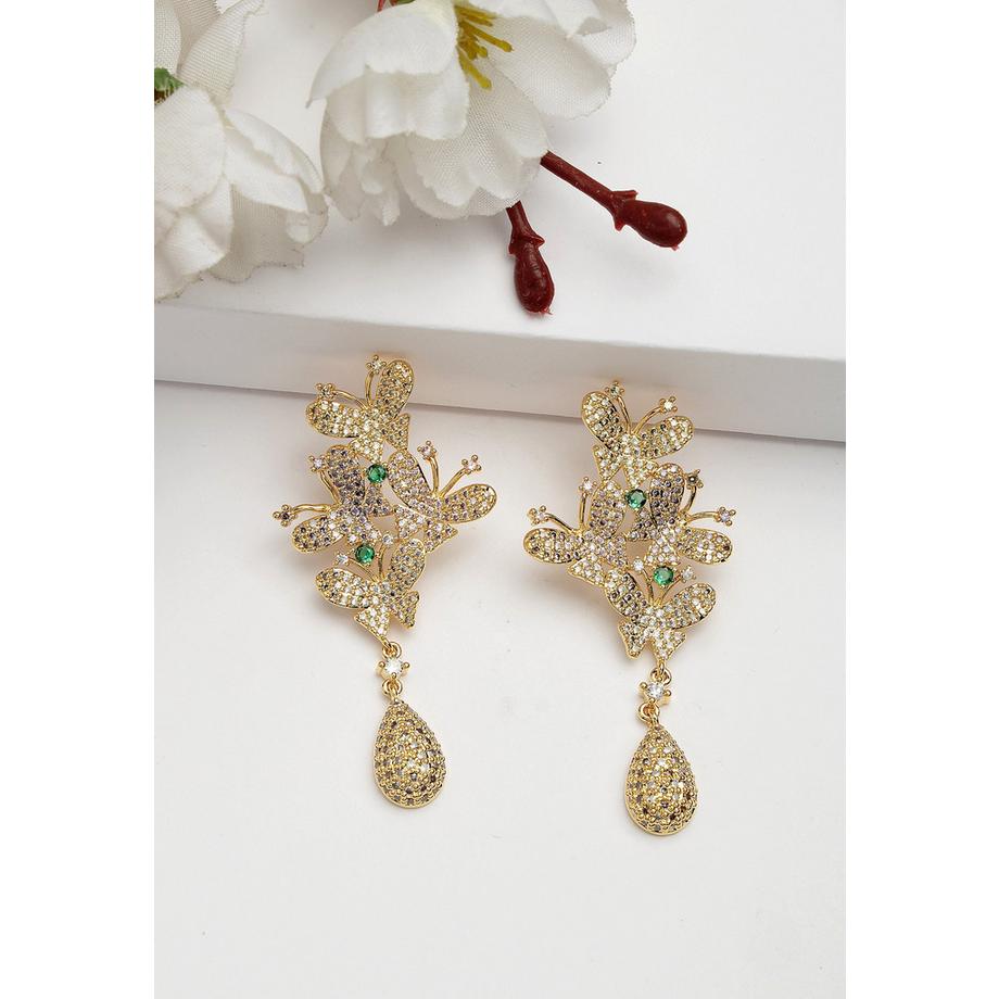 AVANT-GARDE PARIS  Collection Diva Boucles d'oreilles goutte papillon étincelantes en zirconium cubique 