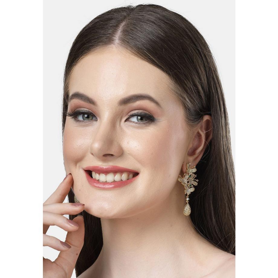 AVANT-GARDE PARIS  Collection Diva Boucles d'oreilles goutte papillon étincelantes en zirconium cubique 