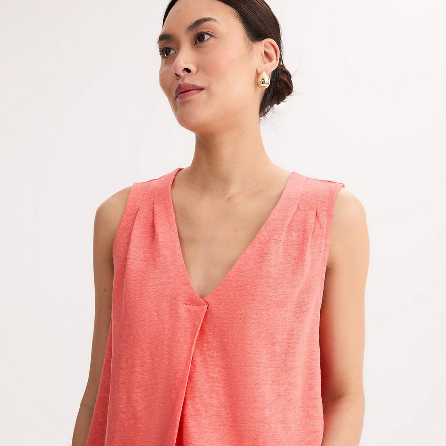 La Redoute Collections T-shirt senza maniche lino scollo a V  