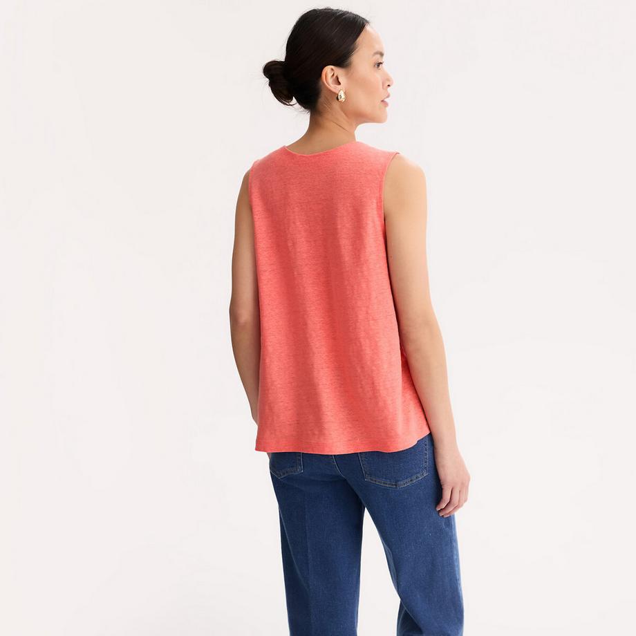 La Redoute Collections T-shirt senza maniche lino scollo a V  