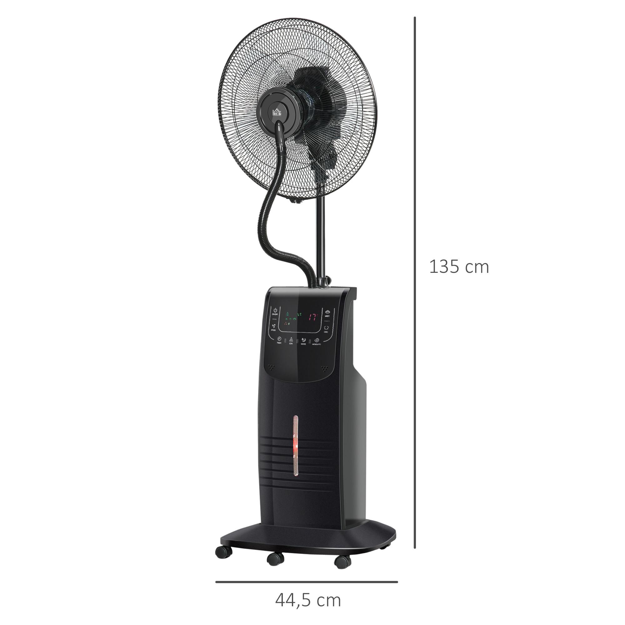 HOMCOM Ventilateur sur pied, acier, ABS, noir  