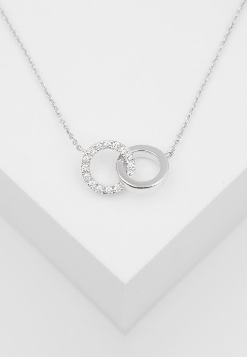 MUAU Schmuck  Collier or blanc 750/18K double cercle, diamant 0.16ct. 