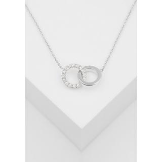 MUAU Schmuck  Collier or blanc 750/18K double cercle, diamant 0.16ct. 